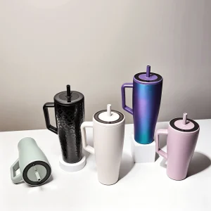 40 oz Insulated Tumbler, Handle & Straw Lid, Double‑Wall. - Thumbnail Image 4