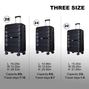 Hardshell Suitcase Spinner Wheels PP Luggage Sets. - Thumbnail Image 2