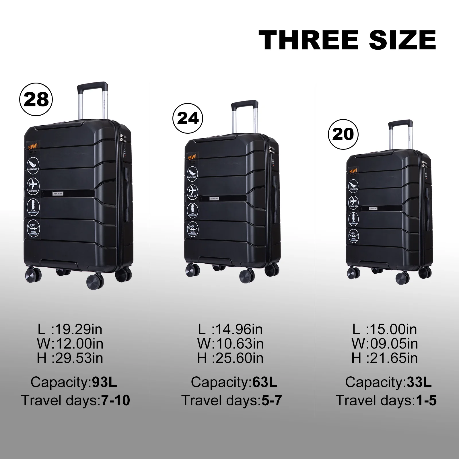 Hardshell Suitcase Spinner Wheels PP Luggage Sets. - Image 2