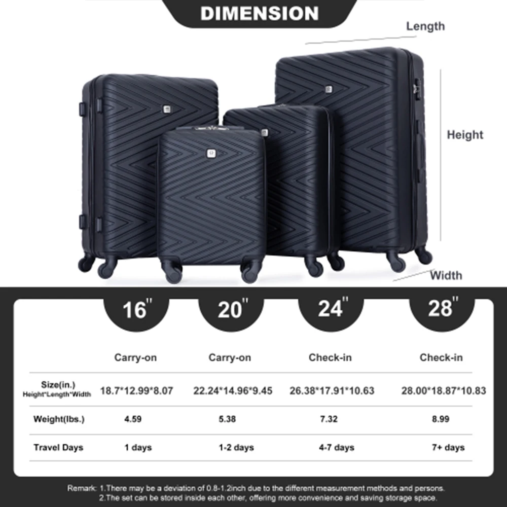4-Piece ABS Suitcase With Spinner Wheels. - Image 1