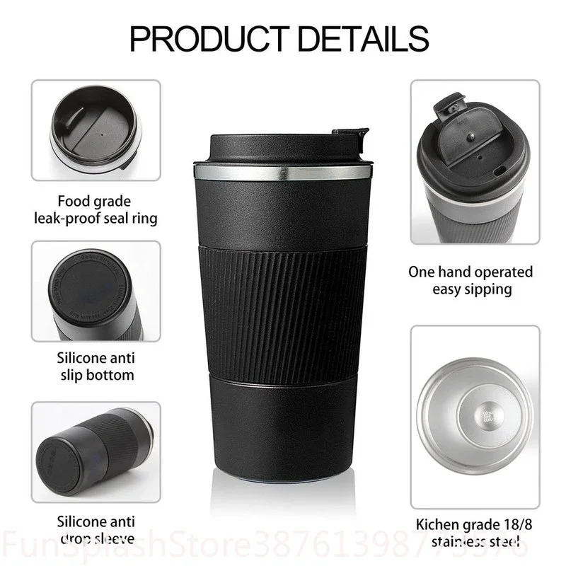 Stainless Steel Thermal Coffee Mug Non Slip Travel. - Image 4