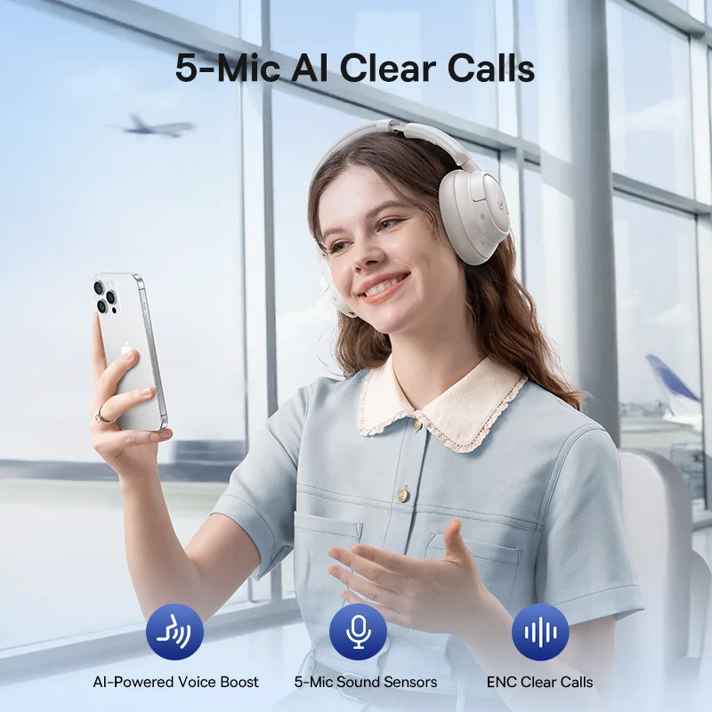 Wireless Headphones Bluetooth 6.0 98% Noise Canceling. - Image 1