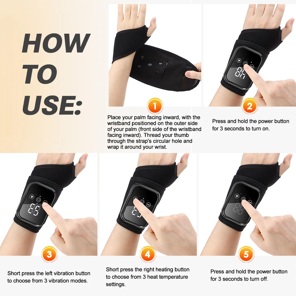 Electric Heating Wrist Massager, Brace, Vibration, Carpal Tunnel. - Image 4