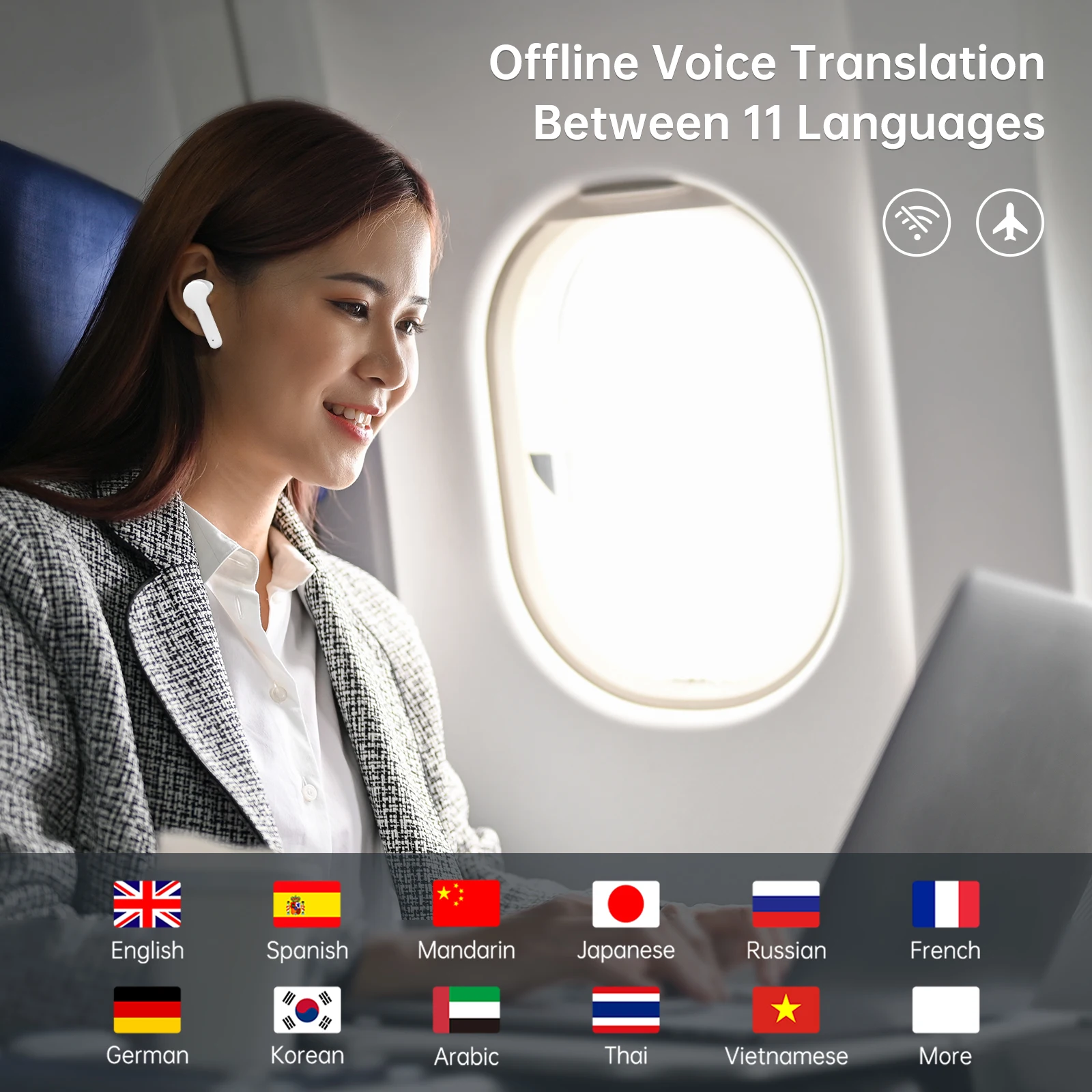Translator Earbuds,144 Languages, Bidirectional Real-time. - Image 2