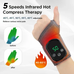 Electric Heating Wrist Massager, Brace, Vibration, Carpal Tunnel.