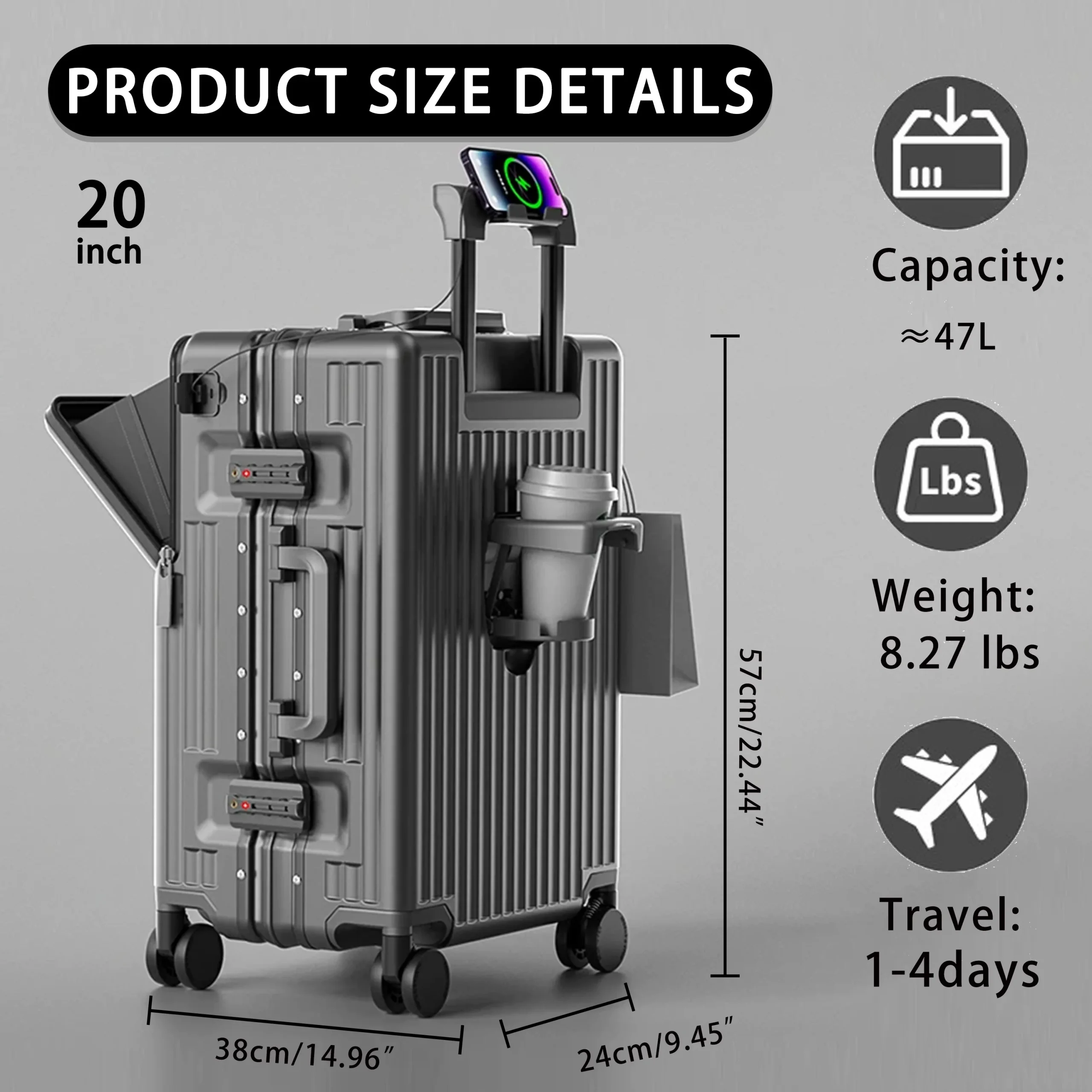 20/24 inch Travel Carry-On Luggage Laptop Bag - Image 2